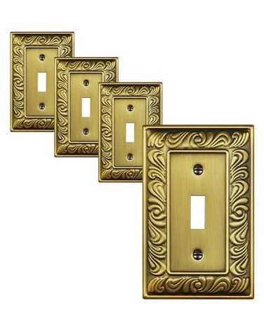 treewell 4-Pack Paisley Pattern Single Toggle Light Switch Cover Plate, Metal Plate