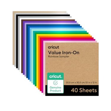 CricutValue Iron-On, Rainbow Sampler - 12 in x 12 in (40 ct