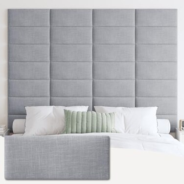 IFNOW Wall Mounted Headboard, Peel and Stick Panels, Light Grey, Queen