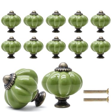 Cionyce Ceramic Cabinet Knobs, Sage Green, 12 Pack