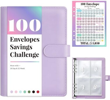 Sooez 100 Envelopes Money Saving Challenge, Savings Challenges Book