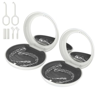 HEMILAB 2 Pack Retainer Case with Mirror, Aligner Case Kit for Invisalign