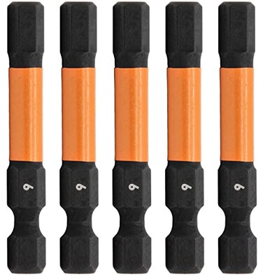 Railer 5pc 6mm Hex Bit Set 2 Inch S2 Steel Impact Allen Wrench Screwdriver Bits
