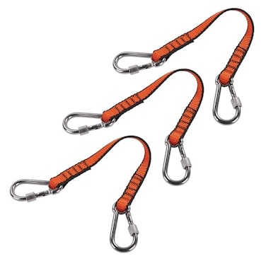 Ergodyne Squids 3154 Nylon Web Tool Tether, 12 inch Short Lanyard - Dual Screw-Gate Carabiner Attachment Ends, 5 lbs