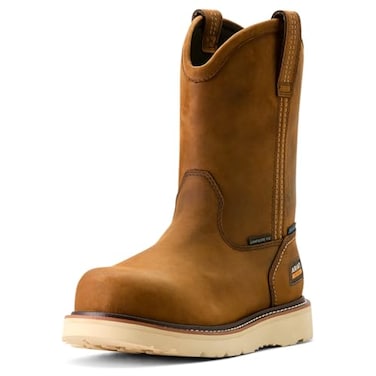 ARIAT Men's Rebar Wedge Pull-On Waterproof Composite Toe Work Boot, Distressed Brown, 10