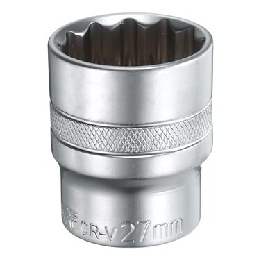 HARFINGTON 1/2" Drive by 27mm 12-Point Shallow Socket 42mm Length Metric Spline Socket