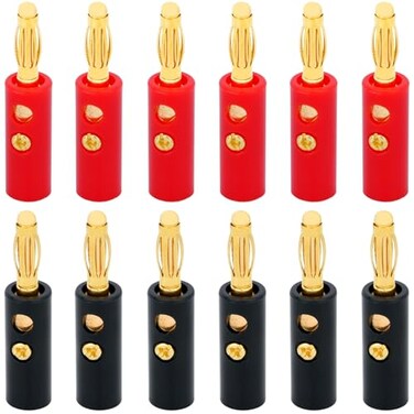WWZMDiB 4mm Banana Plugs Stackable Connectors for Speaker Wire (12Pcs/6pair Gold Plated