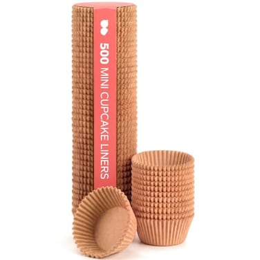 GUSTO Mini Cupcake Liners for Baking [500 Count] Natural Kraft Paper