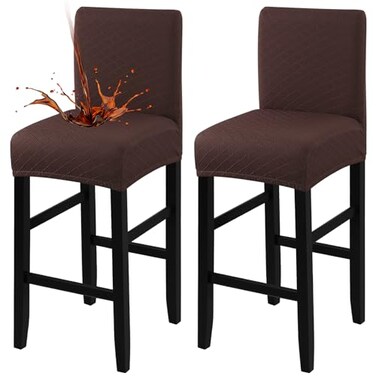 Fuloon Waterproof Barstool Covers Chair Slipcovers, Chocolate, 2 Pack
