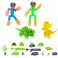 Zing Stikbot Dino Theme Pack Bundle, Set of 2 Stikbots, 2 Stikbot Dinos and Dino-Themed Accessories, Create Stop Motion Animation (Mixed