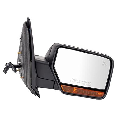TRQ Passenger Side Power Heated Mirror Textured Black with Memory Puddle