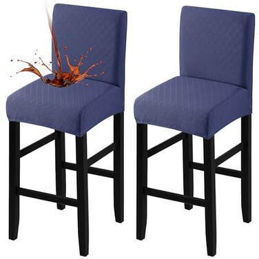 Fuloon Waterproof Barstool Covers Chair Slipcovers, Navy Blue, 2 Pack