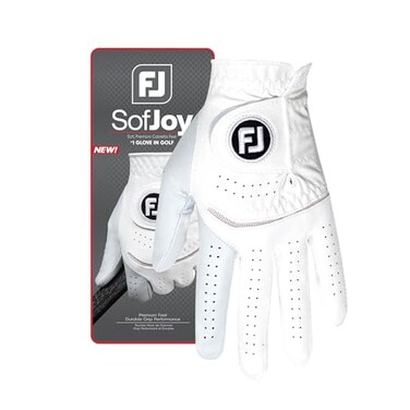FootJoy Men's SofJoy Golf Glove, White, Cadet Medium/Large, Worn on Left Hand