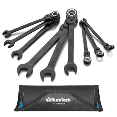 DURATECH 9-Piece Flex-Head Ratcheting Wrench Set, SAE