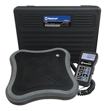 Mastercool 98210-BL Electronic Refrigerant Charging Scale with Bluetooth– 243 lbs Capacity, Rugged Platform, Backlit LCD, and Free App