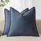 Foindtower Linen Solid Decorative Throw Pillow Covers 26x26 Inch Navy Blue