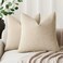 Foindtower Solid Textured Chenille Throw Pillow Covers 18x18 Inch,Beige