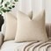Foindtower Solid Textured Chenille Throw Pillow Covers 18x18 Inch,Beige