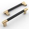 Amerdeco 10 Pack Matte Black and Gold Knurled Cabinet Pulls 5