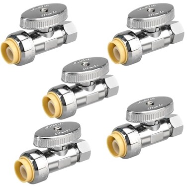 PXZBLG 5pcs Straight Stop Valve, 1/2" PTC Input, 3/8" OD Compression Output
