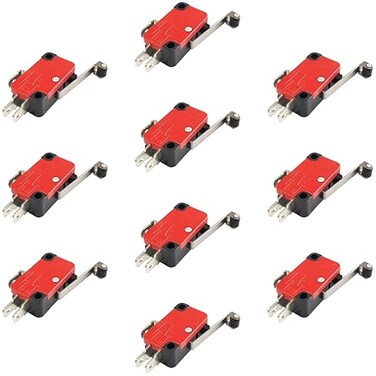 DIYables V-156-1C25 Limit Switch – SPDT Micro Switch with Long Hinge Roller Lever, 10 Pieces – Industrial Grade Switch for Arduino, ESP32, ESP8266, Raspberry Pi with Tutorials