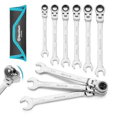 DURATECH 9-Piece Flex-Head Ratcheting Wrench Set, Metric