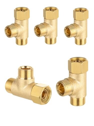 EFIELD 5piece Angle Stop Add-on Tee Valve, 3/8" Compression