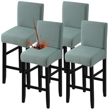 Fuloon Waterproof Barstool Covers Chair Slipcovers, Dark Green, 4 Pack