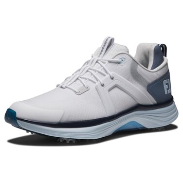 FootJoy Men's Hyperflex Golf Shoe, White/Slate/Blue, 12