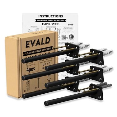 EVALD 6 Inch Floating Shelf Brackets, Hidden Shelf Brackets for Floating Shelves, Heavy Duty Shelf Bracket with ScrewsAnchors, Floating Shelf Mount (6 Pack