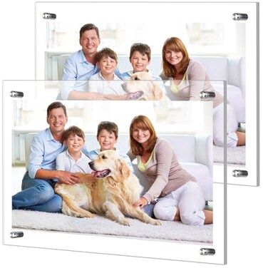 DoubleFill 2 Pack Frameless Floating Acrylic Picture Frames, 16 x 20 Inch