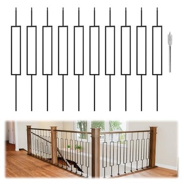 Muzata 10 Pack 44" Single Rectangle Hollow Iron Baluster WT29