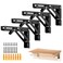 Ravinte Matte Black Folding Shelf Brackets, 8 Inch, 4 Pack