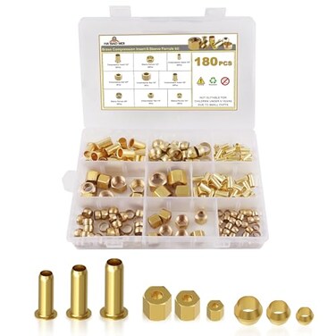 HASAOMOI 180PCS Brass Compression Sleeve Ferrule, Insert Nuts Fittings Kit