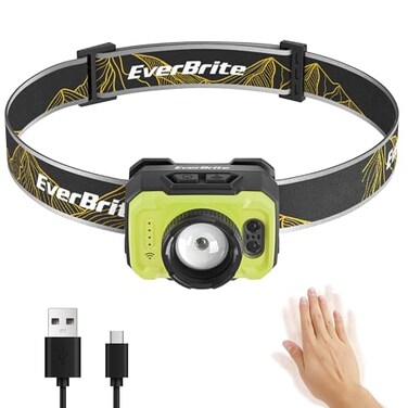 EverBrite 600LM Rechargeable Headlamp, Motion Sensor Head Lamp for Adults