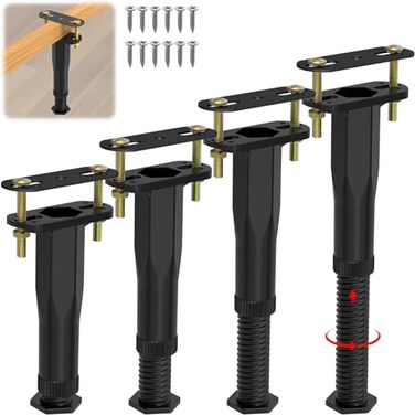 POROHOM 4 PCS Adjustable Height Center Support Leg for Bed Frame (6.5"-11