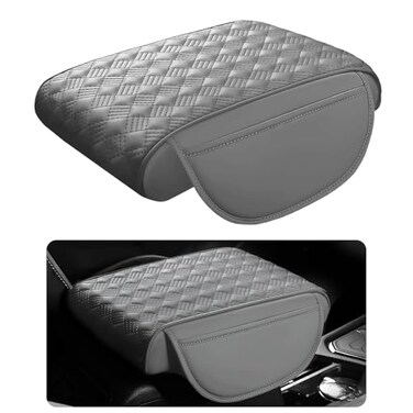 Hbxdeco Car Armrest Cushion, 12.2"x8.3" Memory Foam Console Pad (Gray