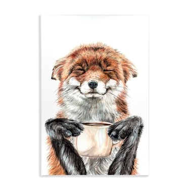 Stupell Industries 'Happy Fox with Coffee'Wall Plaque Art