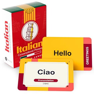 Briston Italian Conversational Phrases Flash Cards with Audio – 75 for Beginners