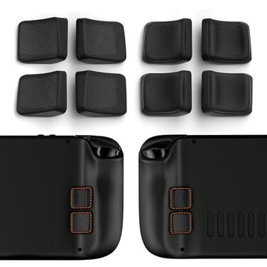 PlayVital Mix Version Back Button Enhancement Set for Steam Deck LCD, Grip Improvement Button Protection Kit for Steam Deck OLED - StreamlinedStudded Design - Black