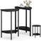 Vagusicc Side Table, Small End Table, Set of 2 Half Round Side Table for Living Room, 2 Tier Couch Side Tables, Small Round Coffee Table, Thin Accent Sofa Table Narrow Entryway Table, Black