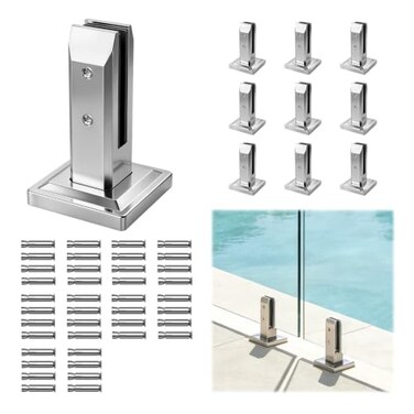 Muzata 10Pack Brushed Rectangle Glass Railing Spigot GS10 SO4