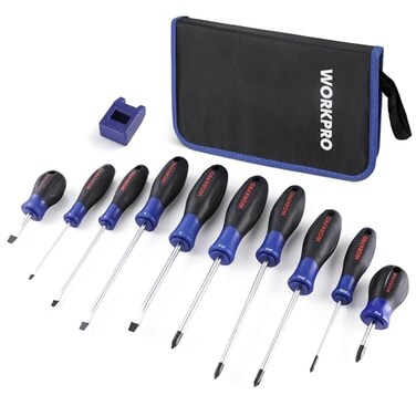 WORKPRO 10-Piece Magnetic Screwdriver Set with Pouch, Blue