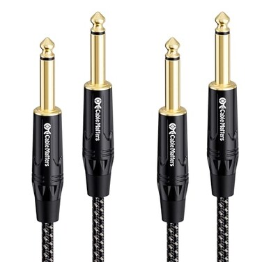 Cable Matters 2-Pack Braided 1/4 Inch TS to TS Guitar Cable, 15ft