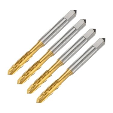 uxcell 4pcs 1/4-20 UNC B2 Spiral Point Thread Tap, Screw Tap Threading Tapping Tool, Titanium Coated 6542 High Speed Steel Machine Taps Tapping Bit