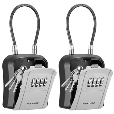 Puroma Lock Box Portable Key Box Resettable Combo Wall Mount House Office