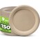 Munfix 100% Compostable Paper Plates 150 Pack, 9 Inch Brown Round Heavy Duty