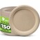 Munfix 100% Compostable Paper Plates 150 Pack, 9 Inch Brown Round Heavy Duty