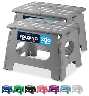 Handy Laundry Folding Step Stool 9 Inch 2-Pack, Grey, Holds 300 lbs