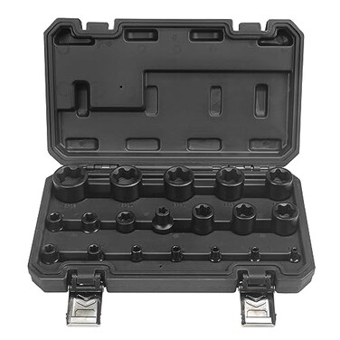 UTMALL 19pc External Torx Plus Socket Set 6 Point EP4, EP5, EP6, EP7, EP8, EP10, EP11, EP12, EP14, EP16, EP18, EP20, EP22, EP24, EP26, EP28, EP30, EP32 with 1/2'' 3/8'' 1/4'' Dr E-Torx Plus Socket